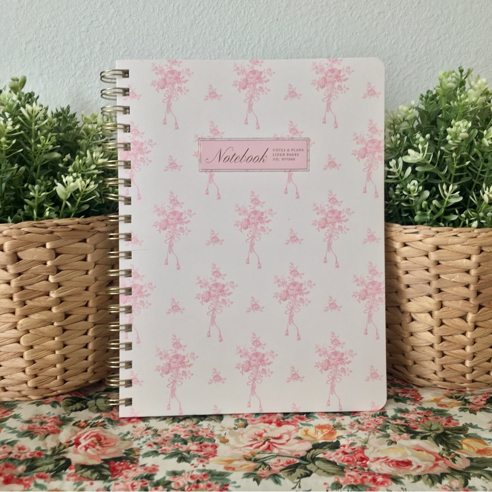 Charming Pink Floral Spiral Notebook